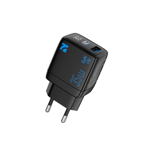 Cargador Rápido y Seguro Dual NCC CD-0402 EU 35W GaN USB + TYPE-C con Pantalla Digital Negro - Product Image 1
