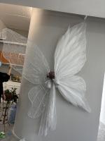 Grande fleur artificielle unique en organza, faite à la main, en forme de papillon géant, pour décoration de mariage, mur de fleurs, arrangement floral