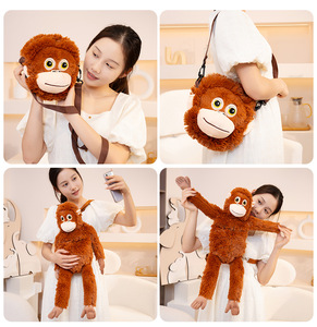 Porte-rideau en peluche gorille rouge géant, décoration d'intérieur, animal en peluche super doux, jouet en peluche singe à longs bras - Product Image 3