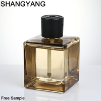 Vente en gros de flacons diffuseurs de parfum en verre ambré carrés de 200 ml/500 ml avec impression à l'écran, en stock