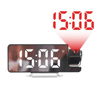 Horloge numérique multifonctionnelle à grand écran LED, réveil de bureau numérique, horloge de table numérique avec projection rotative