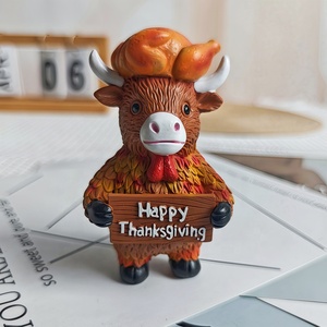 Adorables Adornos de Resina con Diseño de Vaca Highland, Hoja de Arce y Calabaza, Novedad en Artículos Decorativos Navideños Transfronterizos - Product Image 3