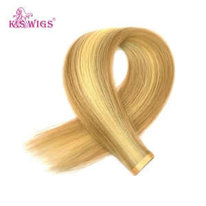 KSWIGS Top Raw <b>Tape</b> Hair Extensions 12A Remy Human Hair Full Cuticle Aligned Invisible Seamless Weft <b>Secure</b> Hold No Shedding - Product Image 4