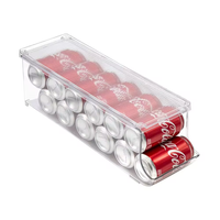 Boîtes de rangement en plastique empilables rectangulaires écologiques, organisateur et distributeur de boissons en conserve pour réfrigérateur