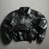 Chaqueta de Cuero Personalizada, Estilo Urbano, Chaqueta Bomber de Cuero Vintage, Cortavientos, Chaqueta de Cuero Corta y Holgada para Hombre