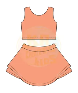 2024 Children Tennis Sport 2in1 Pocket Skirt Set Girls Gym Yoga Training Athletic Wear Tennis Skirt Set