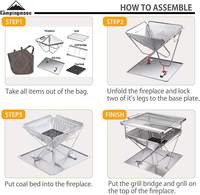 CAMPINGMOON Barbecue Pliant Extérieur en Acier Inoxydable pour Jardin et Forêt, Grille à Charbon de Bois Grande Taille, Brasero pour Rôtir