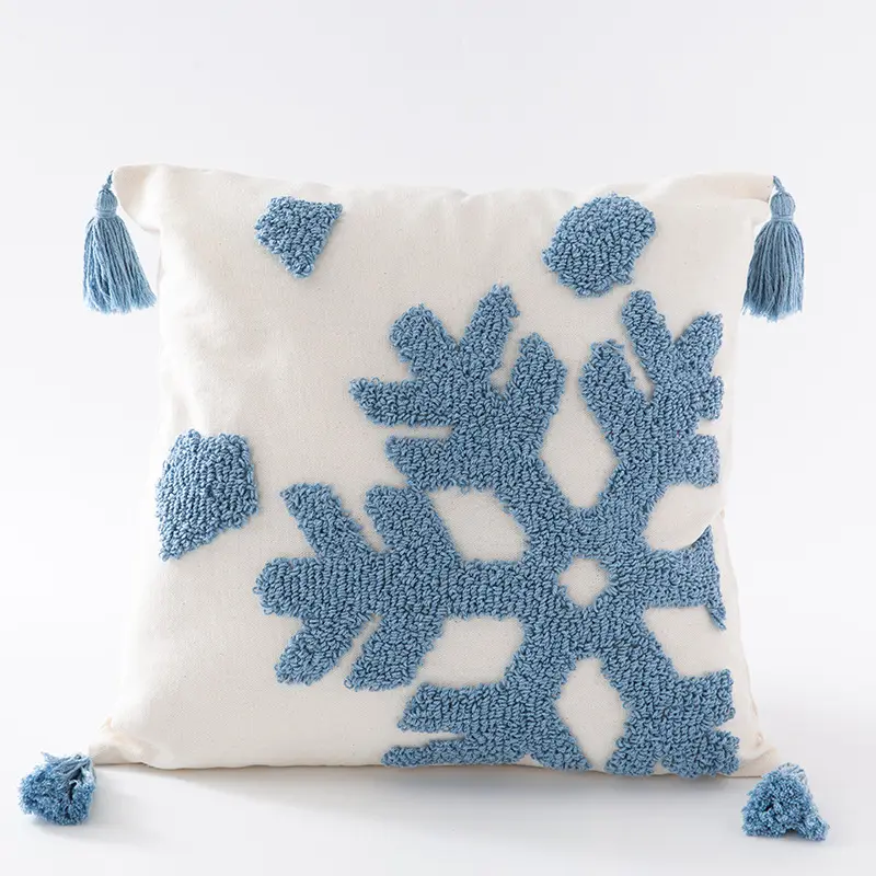 Decorative Pillow Cover Morocco Tufted Sofa Cushion Embroidery Christmas snowflake Throw Pillow Case Boho Cushion Cover