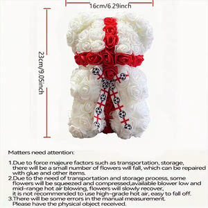 Oso de Rosas Inglesas de Lujo, Hecho a Mano, con Lazo de Fútbol, en Caja de Regalo Premium para Cumpleaños - Product Image 5