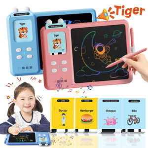 Tablette de dessin LCD 2-en-1 avec lecteur de cartes, machine d'apprentissage éducative Montessori, jouet sensoriel pour l'autisme, cartes flash parlantes pour enfants - Product Image 1
