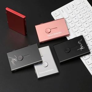 Porte-cartes professionnel automatique en alliage d'aluminium, grande capacité, design créatif, boîte de rangement en métal, logo personnalisé au laser - Product Image 1