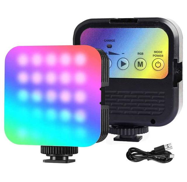 Rechargeable Camera Light 2500K 7000K Color Temperature Photography Lighting Hot Shoe Mount RGB LED Video Fill Light