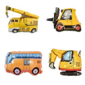 New Products Transportation Aluminum Foil Balloon Forklift Crane Excavator Bus Cement Truck Shaped Balloons
