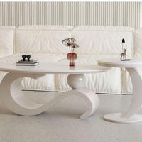 Ensemble de tables basses ovales modernes en pierre frittée pour salon, avec rangement