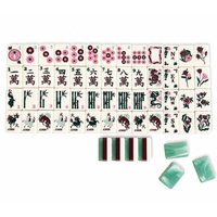 Set Mahjong Klasik Motif Naga Bunga Amerika 160 Buah 3 Lapis Akrilik Hijau Berukir