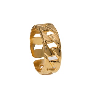 Anlaufbeständige Hip-Hop 18K vergoldete Edelstahl Punk Schmuck Kubanische Gliederkette Motiv Offene Verstellbare Unisex Y2K Ringe - Product Image 4