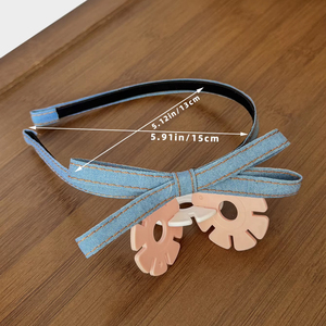 Il semplice fiocco in Denim retrò abbinato a una fascia da donna è adatto per uscite quotidiane e accessori per capelli per feste - Product Image 6