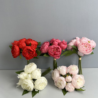 Bunga Peony Buatan 7 Tangkai 40cm Grosir untuk Dekorasi Pernikahan, Buket Peony Sentuhan Asli