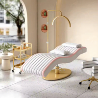 Offre Spéciale : Fauteuil de Massage Moderne de Luxe Blanc et Rose pour Salon de Beauté, Lit de Spa Cosmétique Inclinable pour Soins du Visage et Extensions de Cils