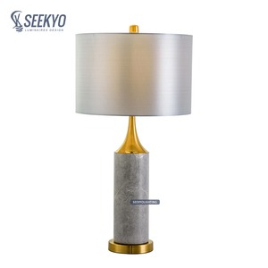 Moderne nordique en métal doré gris corps en marbre bureau <span class=keywords><strong>beige</strong></span> clair housse en tissu salon chambre étude lampe de table - Product Image 1