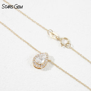 Collar con Colgante de Diamante Cultivado en Laboratorio StarsGem, Oro Sólido de 10K, 0.58ct, Corte Brillante, Forma de Pera, Bañado en Rodio Blanco, Color D, Clásico - Product Image 4