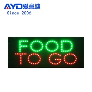 Letrero de tienda de comida brillante de 11*27 pulgadas, pantalla de publicidad Led, letreros abiertos intermitentes con luz Led para restaurante de comida rápida