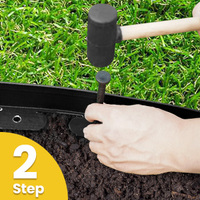 Bordure de jardin en PE durable de 10 m, pliable à 180 degrés, sans creuser, en forme de L, avec piquets pour parterres de fleurs et allées