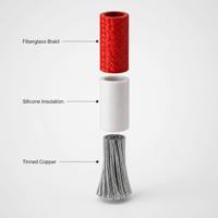 Câble flexible résistant à la chaleur H05SJ-K en silicone et fibre de verre tressé 2,5 mm² 300/500V 200°C, équipement IEC 60245