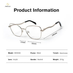 컴퓨터 사용을위한 OMELLE 남성용 골든 메탈 안티 블루 라이트 안경 광학 프레임 Lunette 팜므 도매상 - Product Image 6