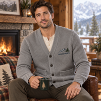 Cardigan en maille texturée à col en V pour homme, veste décontractée à manches longues avec poches, personnalisable avec logo, OEM ODM, vente en gros