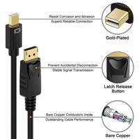 Xput 4K 60Hz Mini DP DP DP Câble Vidéo Plaqué Or Mâle Diverses Longueurs (1M 1.8M 2M 3M) pour Microphone Audio Domestique Lecteurs DVD