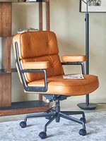 Chaise de bureau ergonomique en cuir pleine fleur, chaise de direction au design nordique Wabi-Sabi, idéale pour projets commerciaux et hôteliers, réglable en hauteur