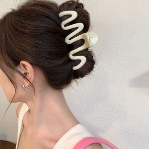 New Ins <b>Style</b> Premium Cream Wave Hair Claw Large Shark Clip Back <b>Head</b> Bun Hairpin Hair Accessories - Product Image 5
