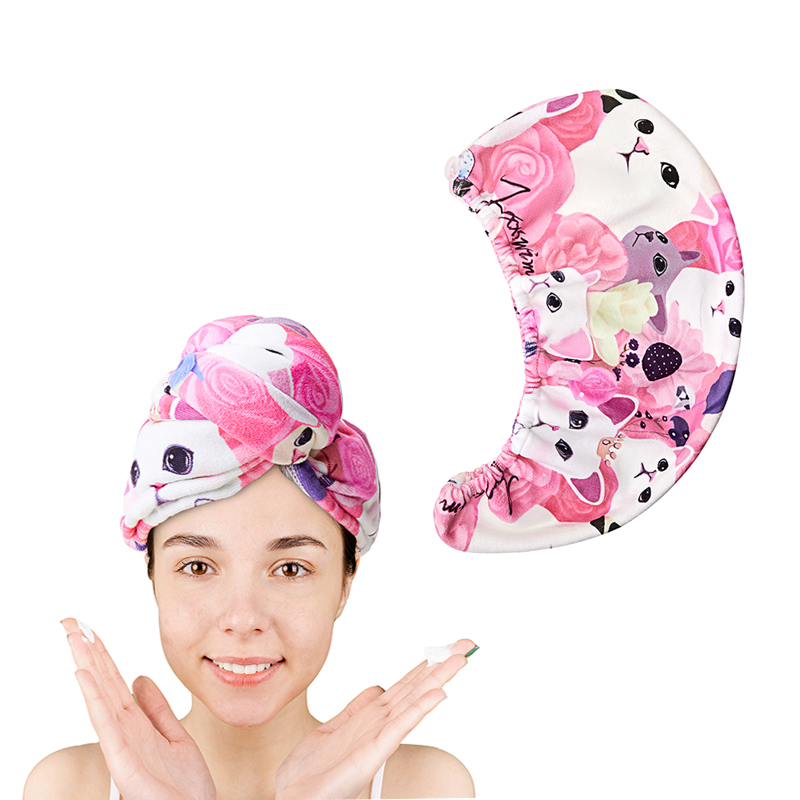 Custom Full Print Design Gepersonaliseerde Spa Vrouwen Twist Wrap Haar Handdoek Microfiber Super Absorberende Soft Magic Tulband Handdoek