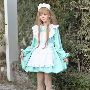 Lolita Maid Cosplay Costume Black White Polyester Dress For Anime Role Play 14 Years Up - Product Image 2