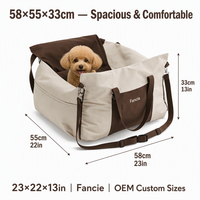 Bolsa de Viaje para Mascotas 2 en 1, Diseño de Cama Portátil, Exterior de Nailon, Forro de Felpa, Cojín Lavable, Correa de Hombro Ajustable, Asas, Fancie