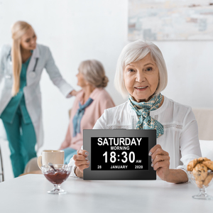 Reloj Hablante con Pantalla Táctil <span class=keywords><strong>de</strong></span> 8 Pulgadas, Calendario Digital, Atenuación Automática para Personas Mayores con Alzheimer, 21 Recordatorios Diarios, Medicación por Voz, <span class=keywords><strong>MP4</strong></span> - Product Image 1