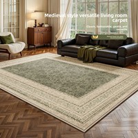 Karpet Gaya Persia dengan Motif Tanaman & Bunga, Bebas Cuci, Tahan Air, Anti Noda, Anti Kotoran untuk Ruang Tamu & Kamar Tidur