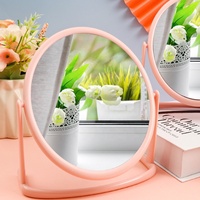 Miroir de maquillage de bureau ovale simple double face pour dortoirs féminins, emballage en boîte, miroir cosmétique double face pour soins de beauté