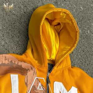 Sudaderas con Capucha y Cremallera, Bordado con Impresión Gráfica DTG Personalizada, Forro de Satén, Diseño de Parches, 100% Algodón, Precio de Fábrica - Product Image 1