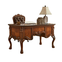 Bureau de direction en bois massif de style américain, grand bureau de patron, table d'écriture européenne, bureau de calligraphie, ensemble bureau et chaise