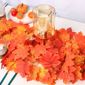Fogli di acero artificiale spiedini per foglie di acero decorativi miste falsi realistica foglia d'autunno per la festa di Halloween - Product Image 1