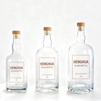 Bouteille en verre avec bouchon pour spiritueux (brandy, vodka, gin, rhum, liqueur, whisky) de 16oz, 25oz, 32oz, 500ml, 750ml, 1000ml – Marque Super Flint