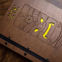 Porte-documents en bois avec sangle en cuir de luxe personnalisée pour restaurant, hôtel, bar à vin, cadeaux de bienvenue