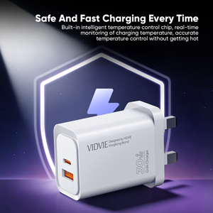 <span class=keywords><strong>Cargador</strong></span> Rápido VIDVIE Family Design con Enchufe UK, Doble Puerto Tipo-C y USB-A, PPS PD3.0 GaN, 30W, Supercarga para Teléfonos Samsung - Product Image 4