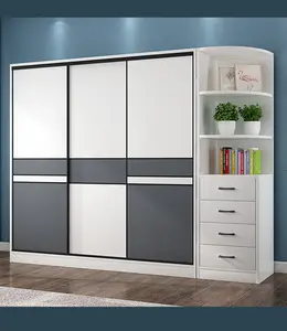 Armoire moderne en bois pour chambre à coucher, manteau suspendu, garde-robe à portes coulissantes