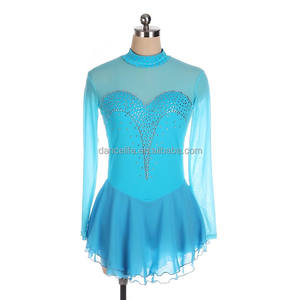 Costumes de patinage <span class=keywords><strong>artistique</strong></span> pour adultes personnalisés costumes de performance en spandex pour compétitions entraînement jupe marine pour femme - Product Image 4