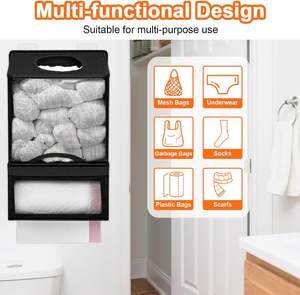 Soporte de pared para bolsas de plástico, organizador grande de bolsas de tela Oxford 2 en 1 con dispensador de rollos de <span class=keywords><strong>basura</strong></span> - Product Image 4