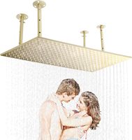Pommeau de Douche Rectangulaire LED Moderne de Luxe Écologique à Haute Pression et Économie d'Eau avec 2 Modes 16x32 pouces pour Usage Hôtelier