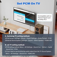 Câble convertisseur audio 2 RCA unidirectionnel 192 kHz pour ARC/eARC, longueur personnalisable, alimentation USB, pour haut-parleur audio stéréo L/R